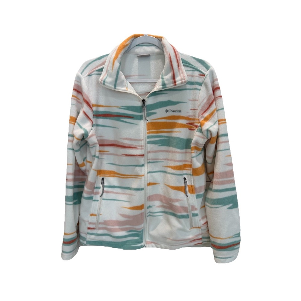 Womens Columbia Fast Trek Printed Fleece Jacket Outdoor Hiking Size L
